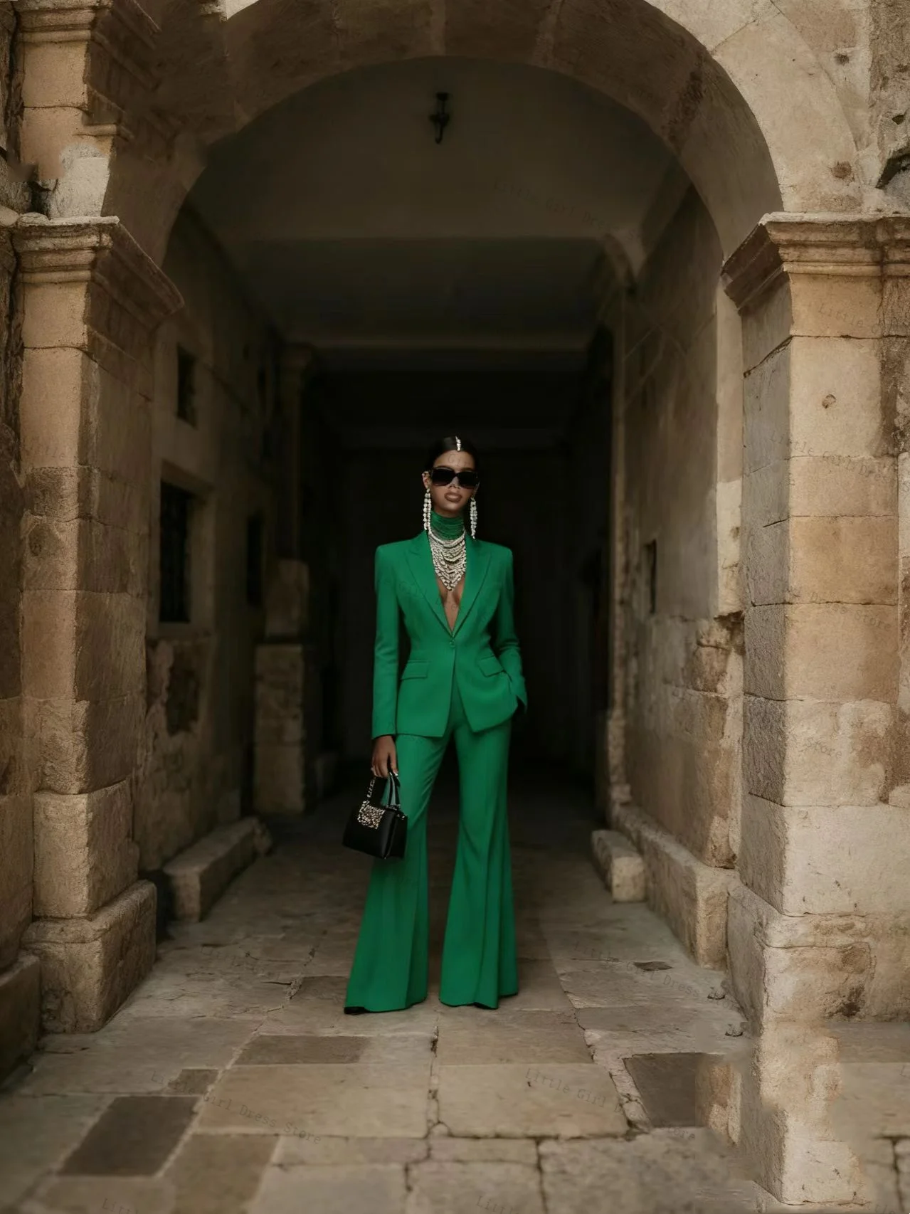

Green Women Suit Set 2 Piece Blazer Pants Trouser Cotton Formal Business Office Lady Jacket Prom Wedding Bride Coat Customized