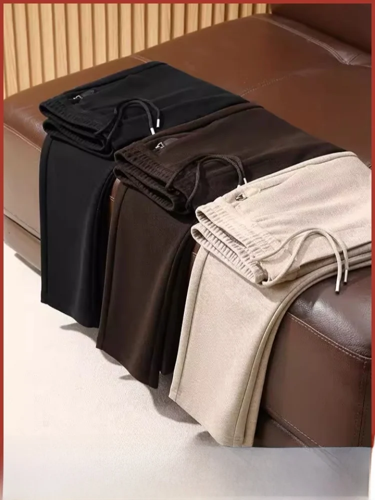 

Men's Casual Pants Wool Blend Thiened Elastic Autumn Winter Anti-Wrinkle Warm Faionable Straight Leg Pants
