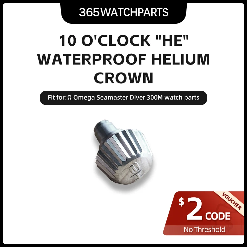 

Steel "He"Waterproof Handle Helium Crown for Ω Omega Seamaster 210 Automatic Watch Parts Diver 300 M