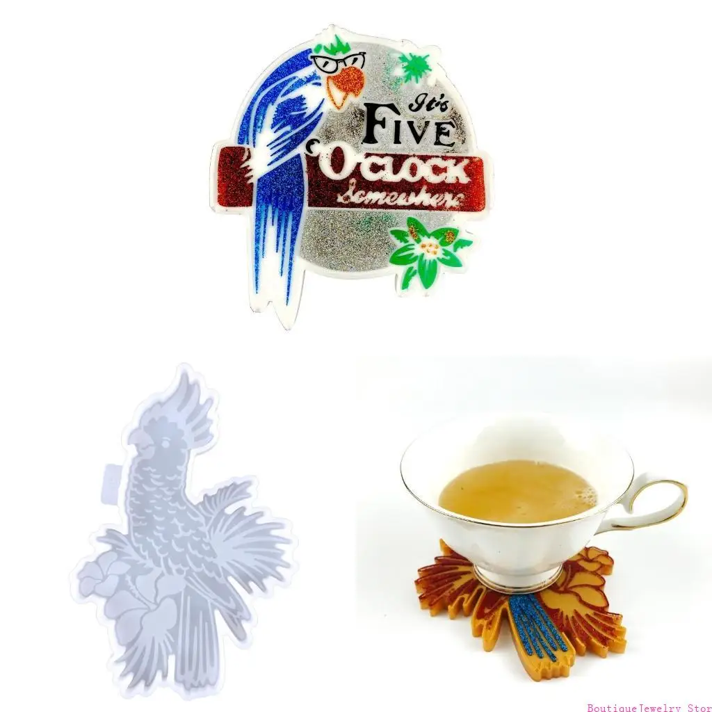 E1PE Diy Crystal Epoxy Plate Mold Parrot Storage Tray Dish Decoration Silicone Mold