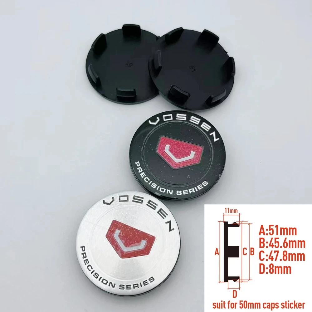 4 Uds 51mm 46mm Vossen Logo emblema insignia tapas centrales de rueda de coche cubierta antipolvo central de cubo de rueda tapacubos de llanta accesorios de estilo de coche