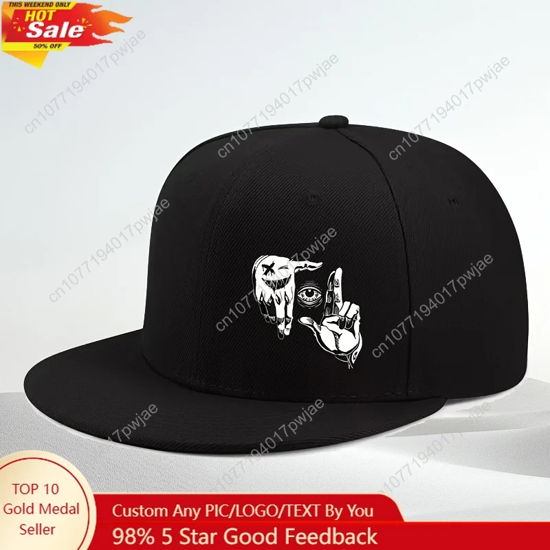 

[Cool Baseball Cap] 2D Flat Printed Baseball Cap | Fashionable Street Style, Cool Hands Open Eyes Pattern, Adjustable Cap for Me