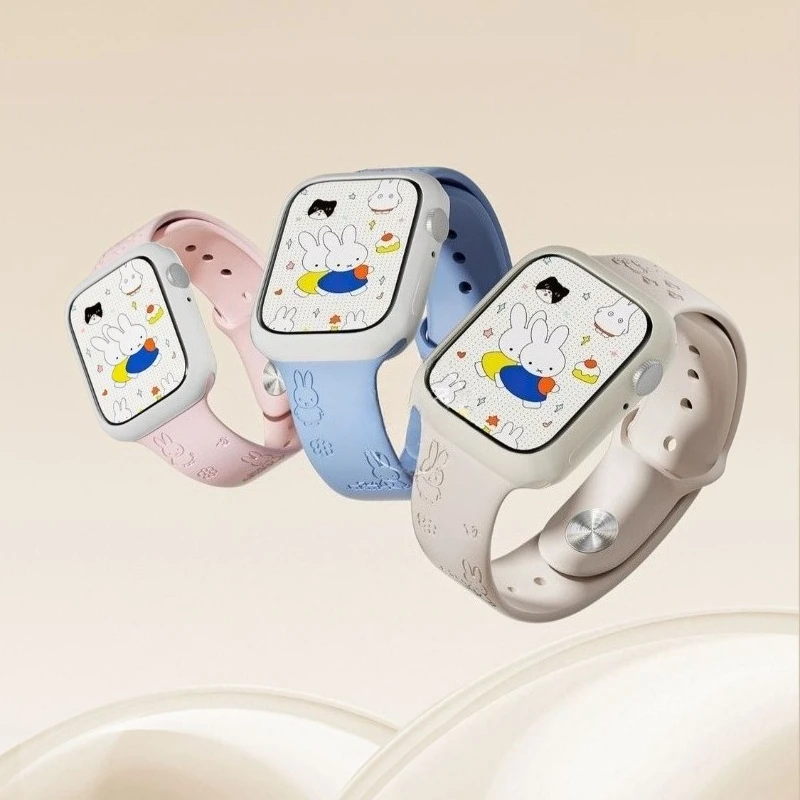 سوار ساعة ميفي كاواي كارتوني من السيليكون لساعة Iwatch 10/11 حزام مطبوع ممتاز مع إبزيم قابل للتعديل إكسسوار هدايا أنيق #4