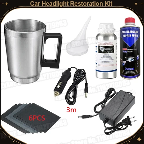 Kit de restauración de esmalte de faros de coche, herramienta de cuidado de faros automotrices, restauración de faros, líquido de reparación de hielo azul