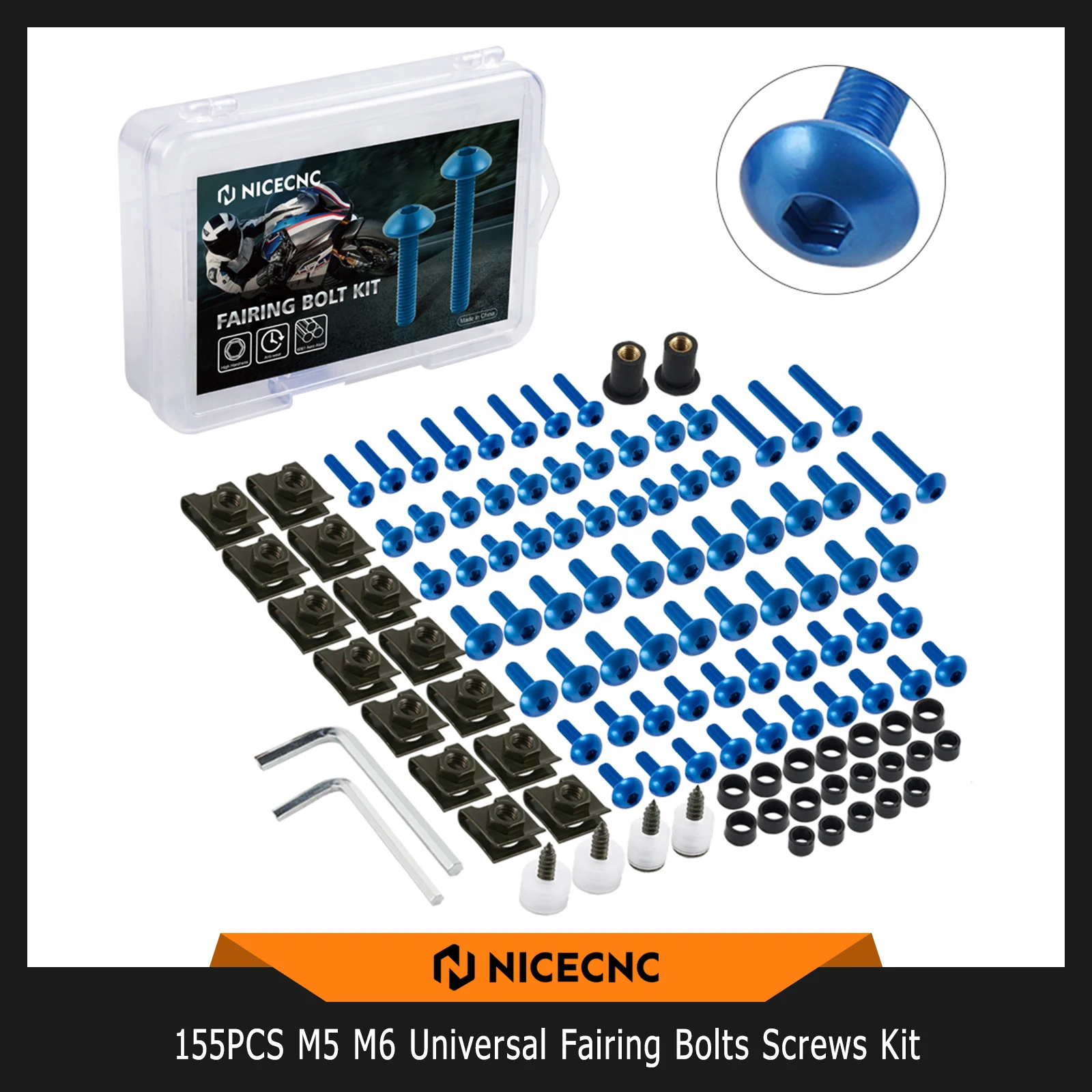155PCS M5 M6 Motorcycle Racing Fairing Bolts Screws Kit For YAMAHA MT07 MT09 MT03 MT10 XSR900 YZF R1 R15 R25 R3 R6 R125 NMAX 125