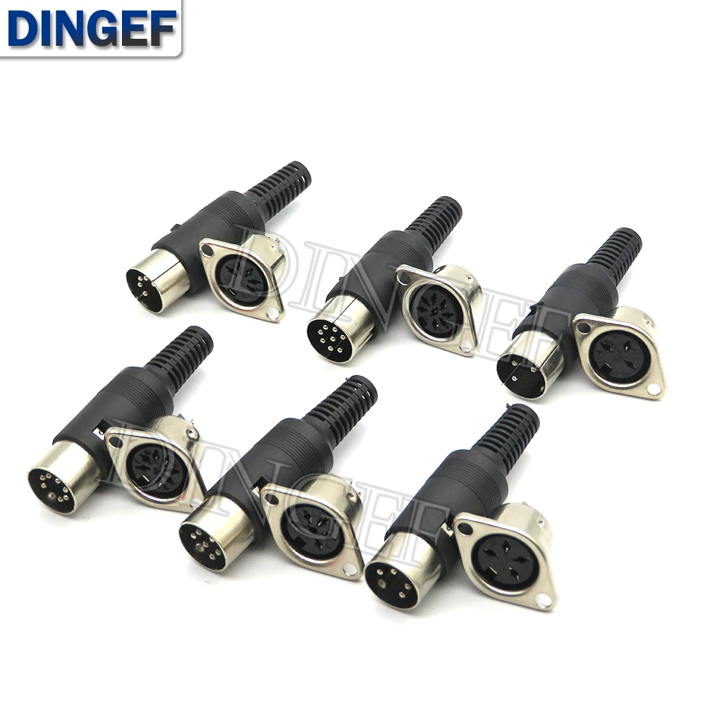 1Set 3PIN 4PIN 5PIN 6PIN 7PIN 8PIN S terminal Panel Mount Female + Male Jack DIN Adapter MIDI Cable Connector