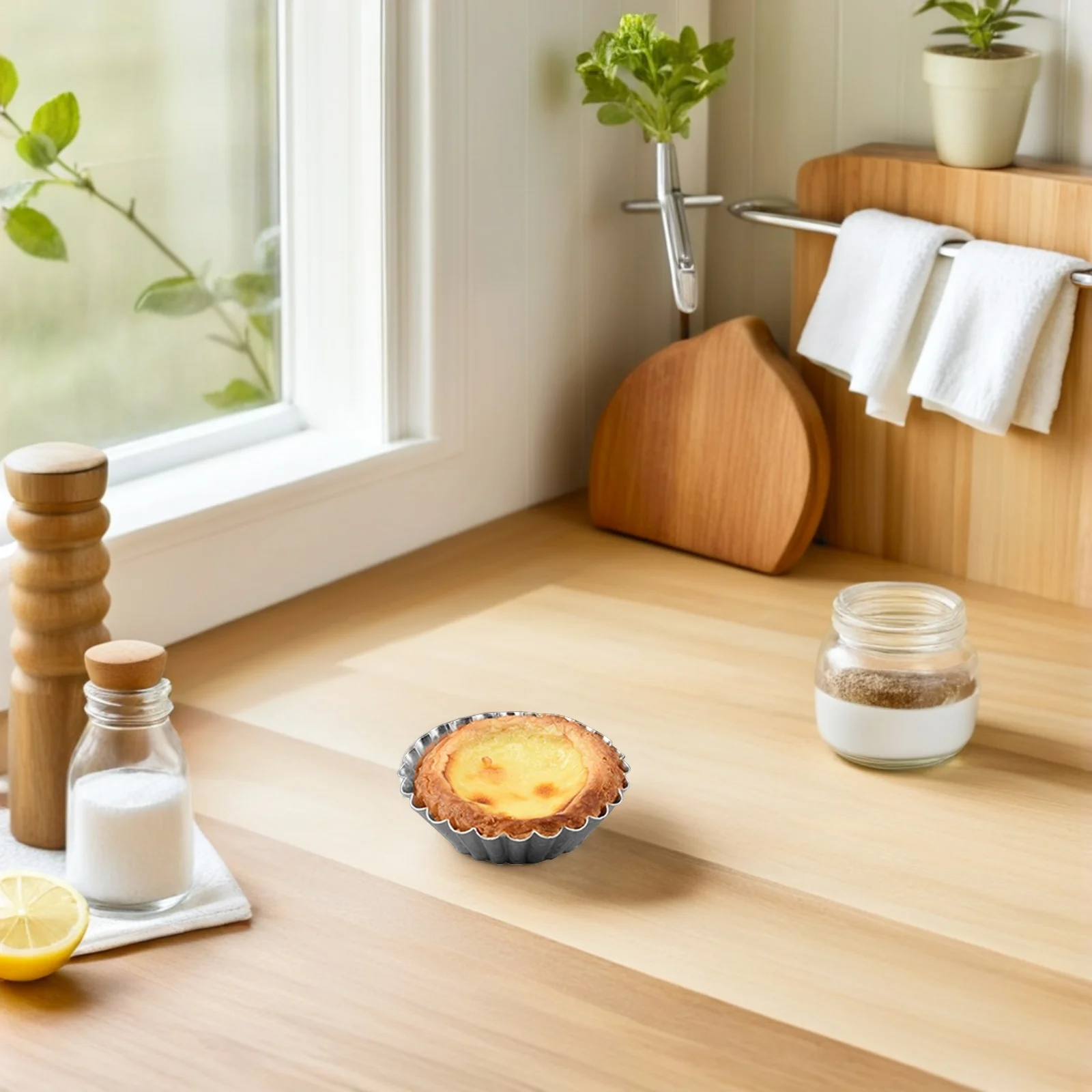 

6Pcs Egg Tart Molds Stainless Steel Decorative Kitchen Baking Tart Molds Multi-Function Reusable Supplies Baking Mold