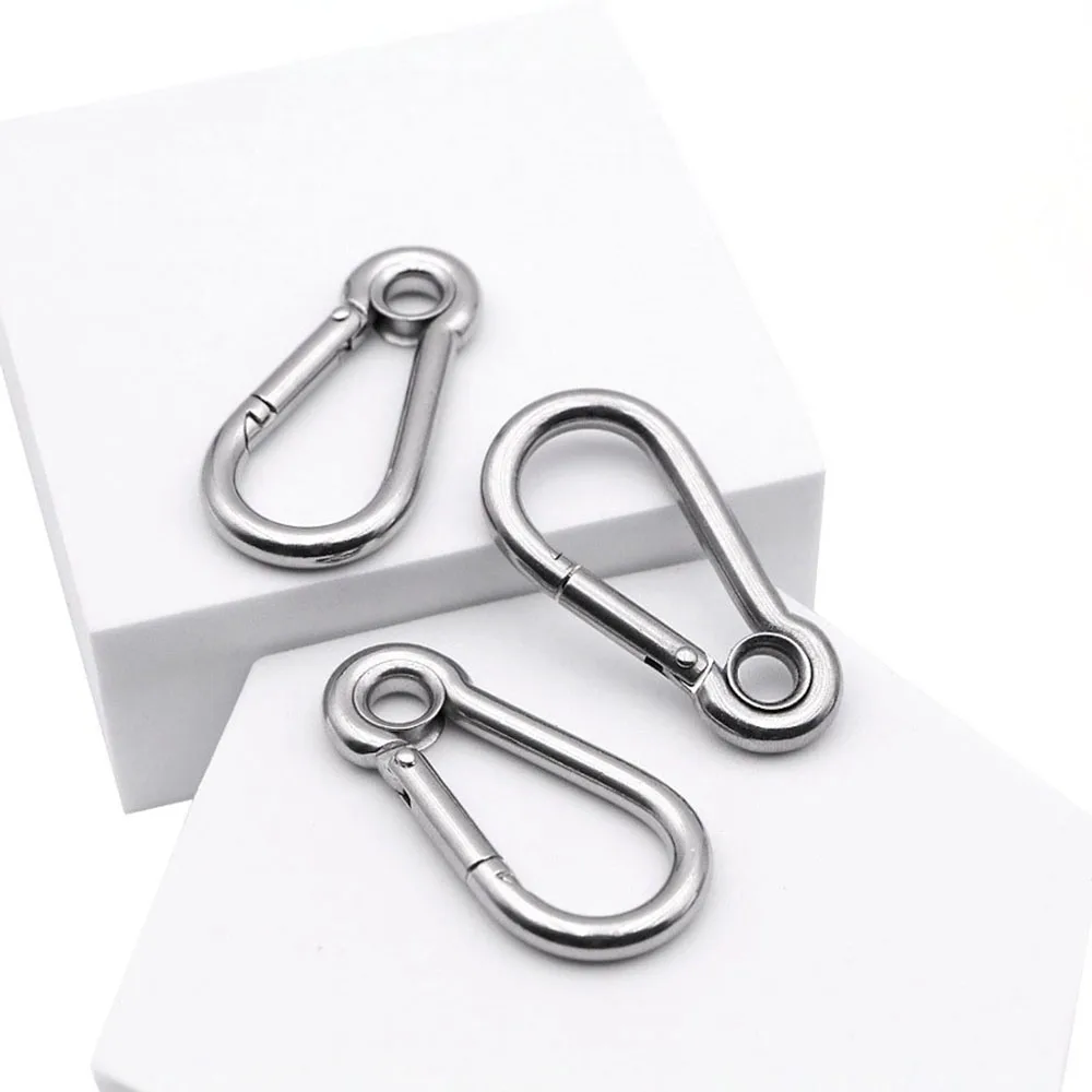 Stainless Steel Heavy Duty Hook Key-Lock Carabiner Eyelet Climbing Secure Lock for Outdoor Camping Lock Pet Rope M4/5/6/7/8/10