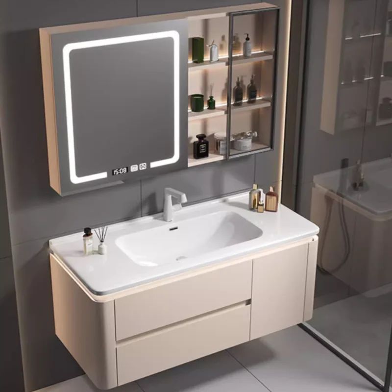 New Ceramic Integrated Basin Bathroom Cabinet Combination Bathroom Sink Washbasin Storage Cabinet Meuble Toilette Room Furniture