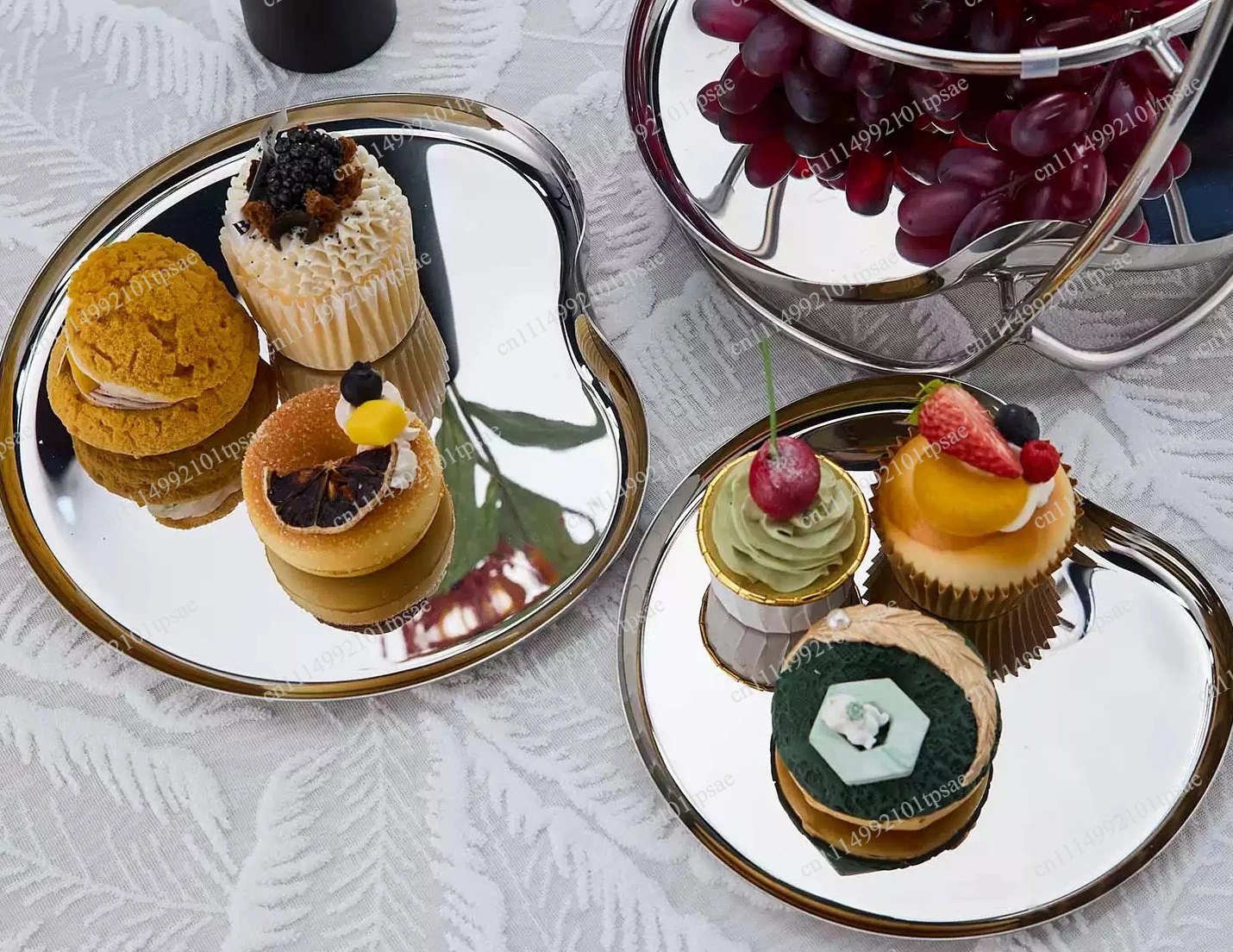 European-style Stainless Steel Three-layer Cake Stand for Creative Afternoon Tea Tray, Dessert Display Stand, Fruit Plate
