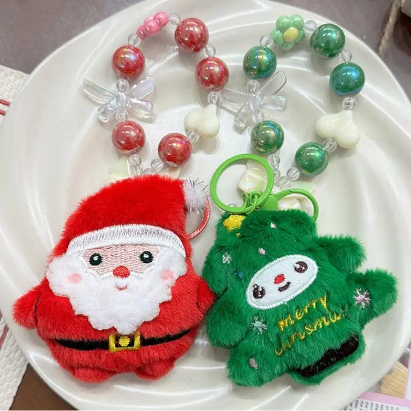 New Year Gift Cartoon Cute Christmas Keychain Plush Santa Claus Christmas Tree Pendant Backpack Hanging Decoration