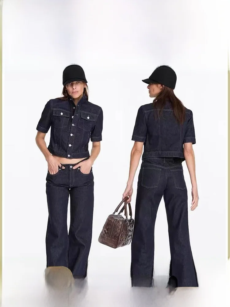 

LYUOCHENG Vintage Washed Original Jeans Straight Leg Denim Pants Women's Autumn Spring Casual High Waist Zipper Fly Jeans