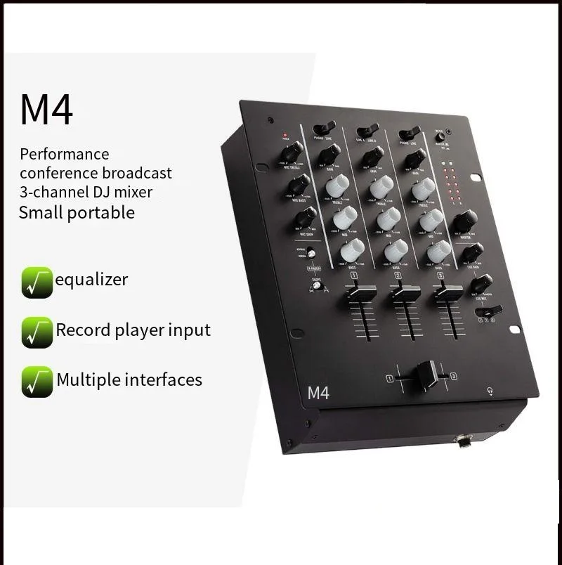 Professional 3-Channel Equalizer Scratch-Resistant DJ Mixer Console Replaceable Turntable Mixer