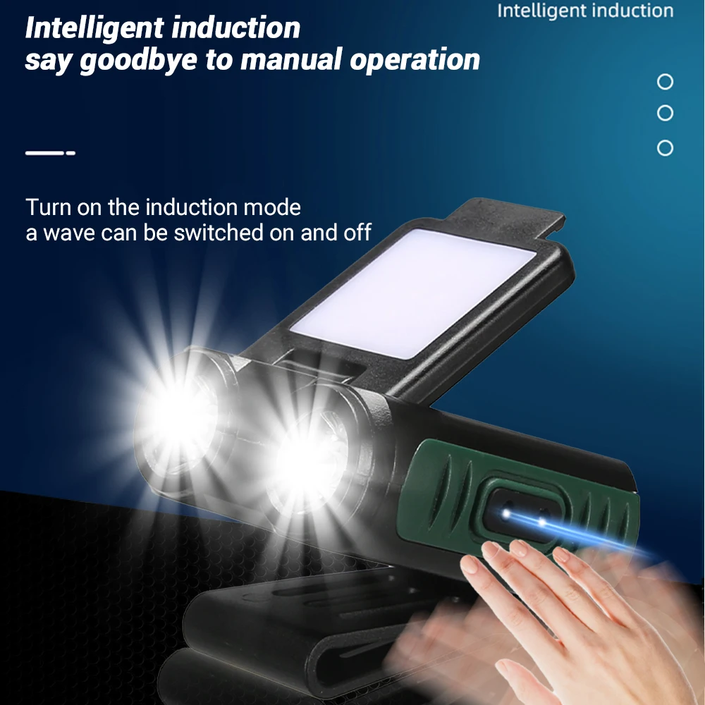 Sensor Cap Clip Headlamp COB LED Light Portable Headlight USB Rechargeable Emergency Lighting Head Flashlight Fishing Waterproof