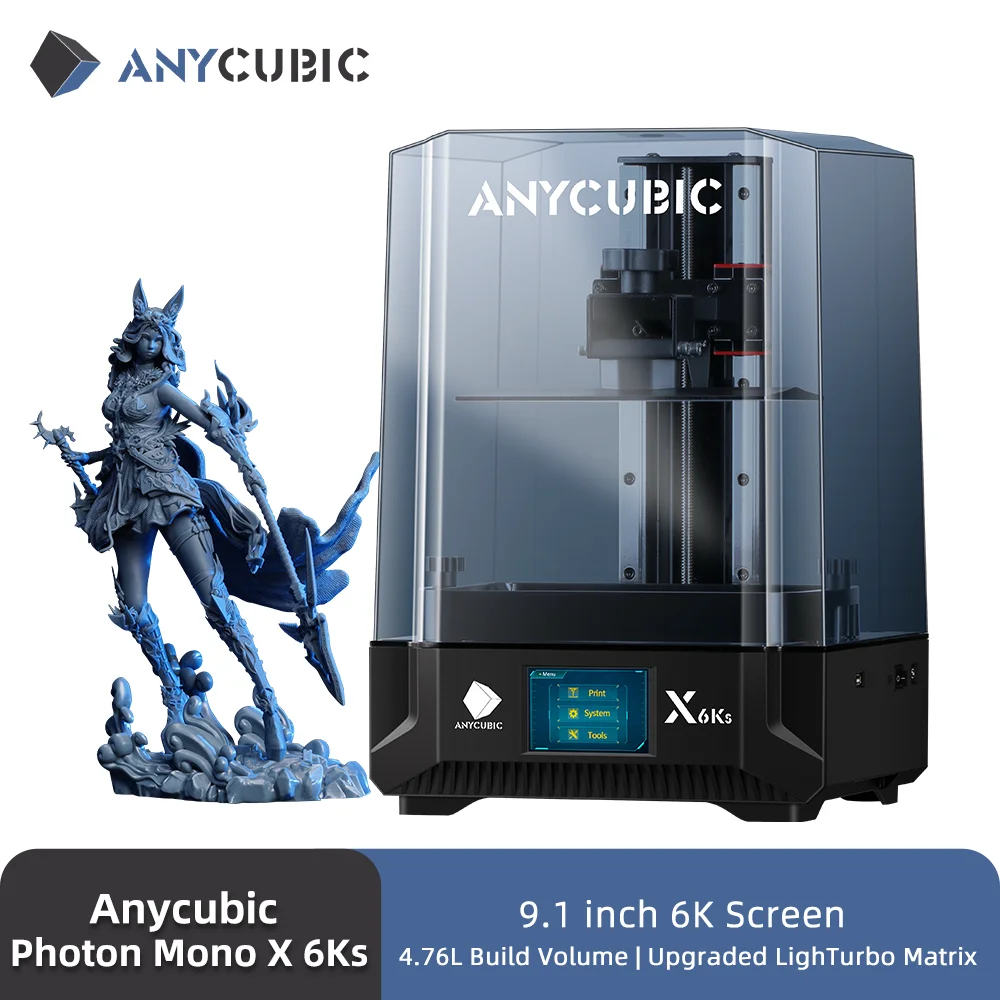 

ANYCUBIC Photon Mono X 6Ks LCD 3D Printer 9.1'' 6K Large Screen 3D Printing 4.76L Build Volume UV Resin SLA 3D Printers