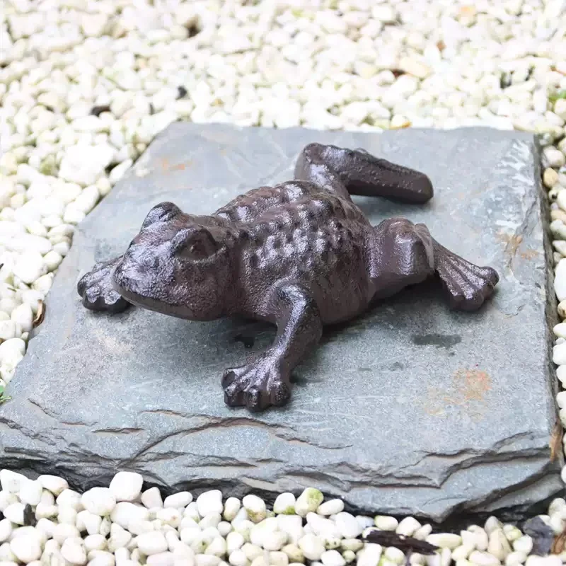 Rustic Brown Cast Iron Frog Statue 17.5cm 6.9 Inch Fantastic Figurine Animal Garden Lawn Home Office Desk Decor Collectible Gift