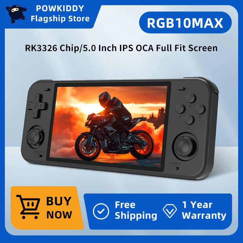 

POWKIDDY RGB10MAX Handheld Game Players Linux Simulator PS1 Portable Retro Game Console RK3326 IPS Screen 3D Rocker