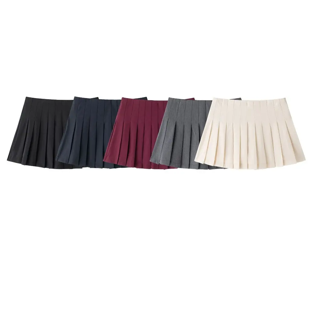 

European And American Fashion High Waist Wide Pleated Skirt Multi-Color Casual All-Match Design Winter New A67785