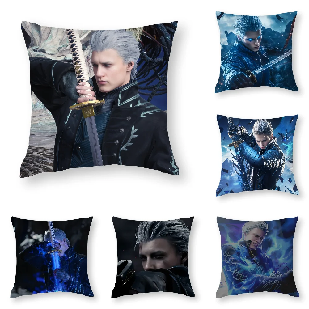 Vergil D-Devil May C-Cry Pillow Case 3D Print Polyester Fiber 45*45 cm Home Sofa Throw Pillow Cover Decoration Festival Gift