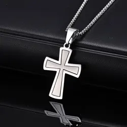 Stainless Steel Cross Pendant Necklaces for Men Boys,Never Fade Metal Necklaces,Casual Trendy Jewelry Gifts