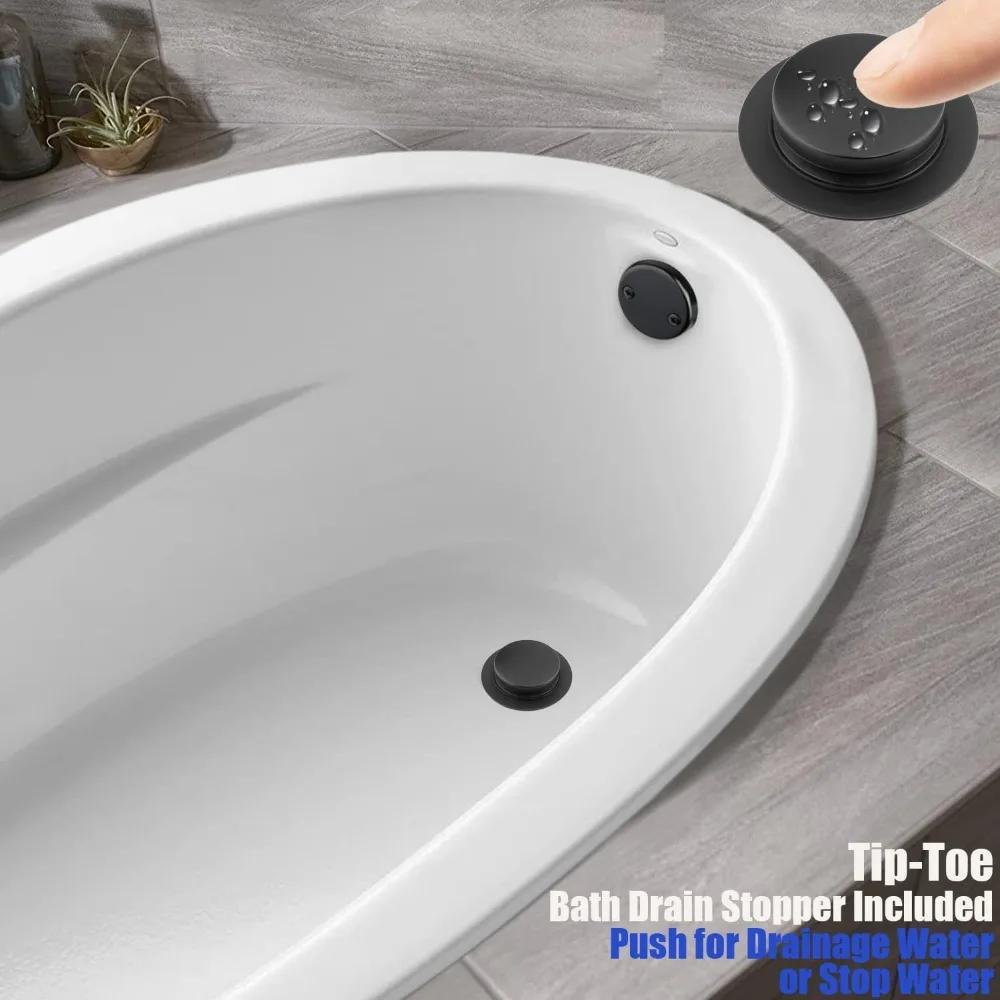 طقم تصريف حمام أنبوبي نحاسي مع سدادة لمس لأصابع القدم، 1-1/2 بوصة، مجموعة نفايات تصريف حوض الاستحمام ذات طرف أصابع القدم، سهلة التركيب للخفاش