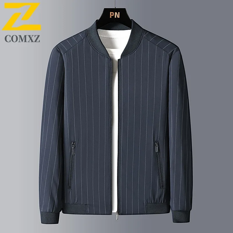 

COMXZ 2025 Men's Baseball Collar Jacket Autumn Loose Fit Casual Dad Lightweight Breathable Comfortable Coat