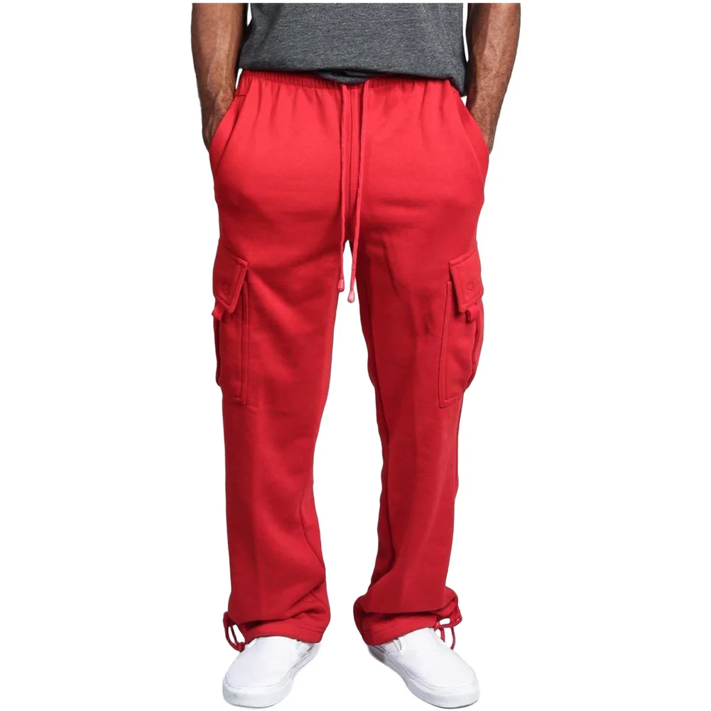 For Men\'s Straight Leg Workwear Cargo Pants Polyester Material with Tether Closure Multiple Pockets for Leisure Use