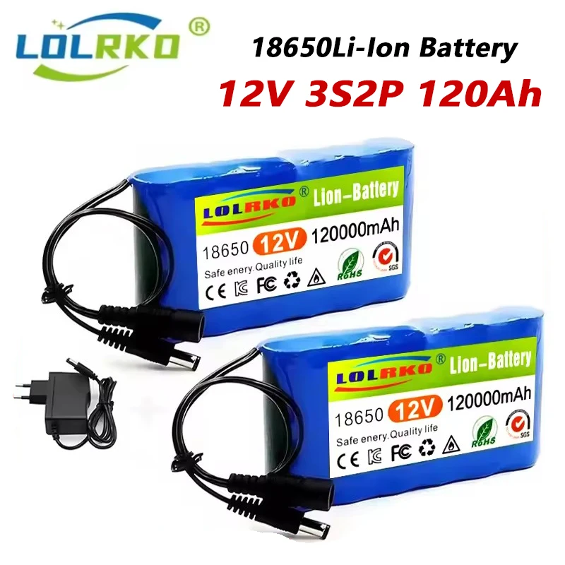 3S2P 12V 120Ah 18650 lithium-ion rechargeable battery with strong endurance and BMS protection board