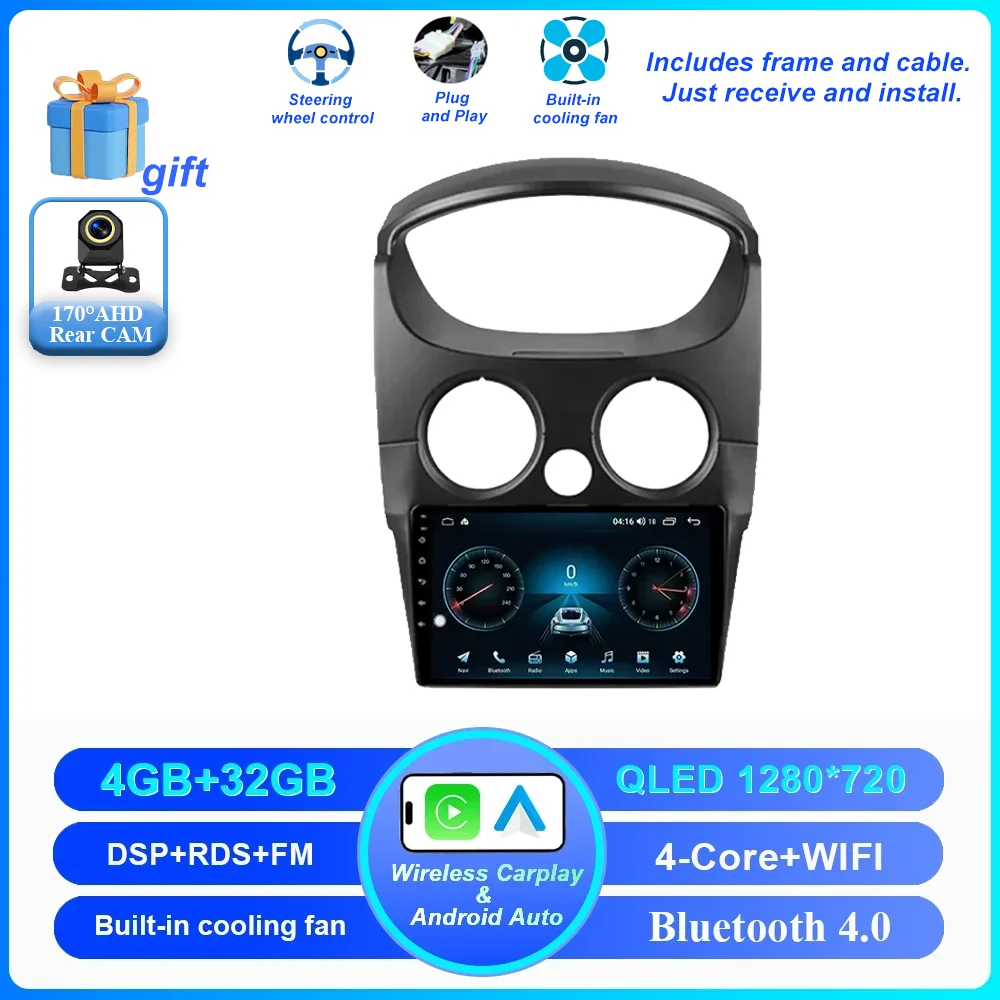 Auto DVD Android 16 Radio Stereo Voor Chevrolet Spark M200 2005 -2009 Hoge Prestaties CPU QLED Scherm Multimedia speler GEEN 2Din