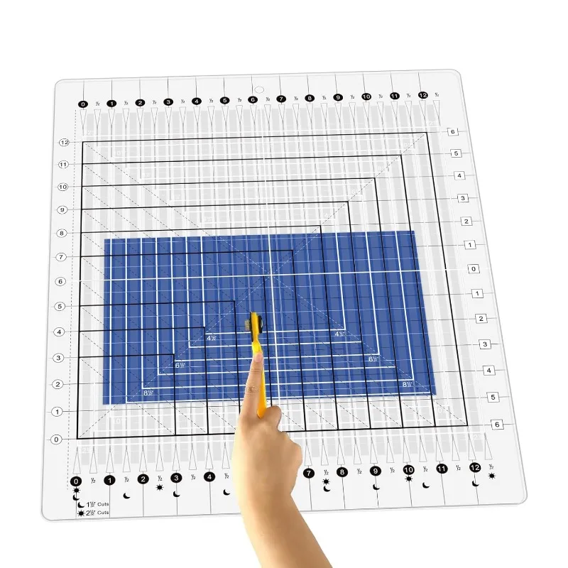 

Линейка для квилтинга, 14,5*17,75 дюйма, линейка и шаблон для пэчворка с прорезями, нескользящая ручка для резки акриловой ткани, шитья, рукоделия