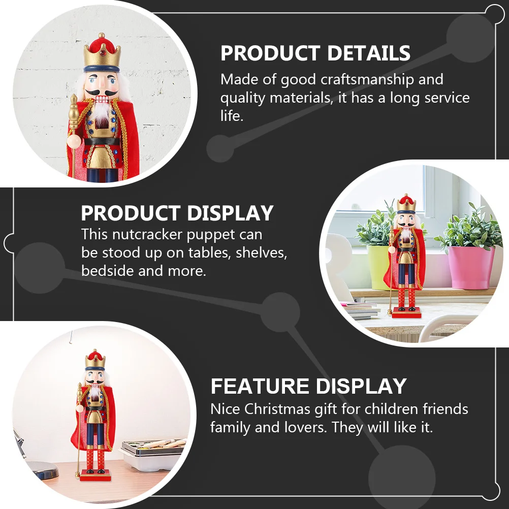 

Wooden Nutcracker Puppet Vintage Christmas Decoration Table Desk Home Holiday Party Festive Ornament Xmas Gift Family