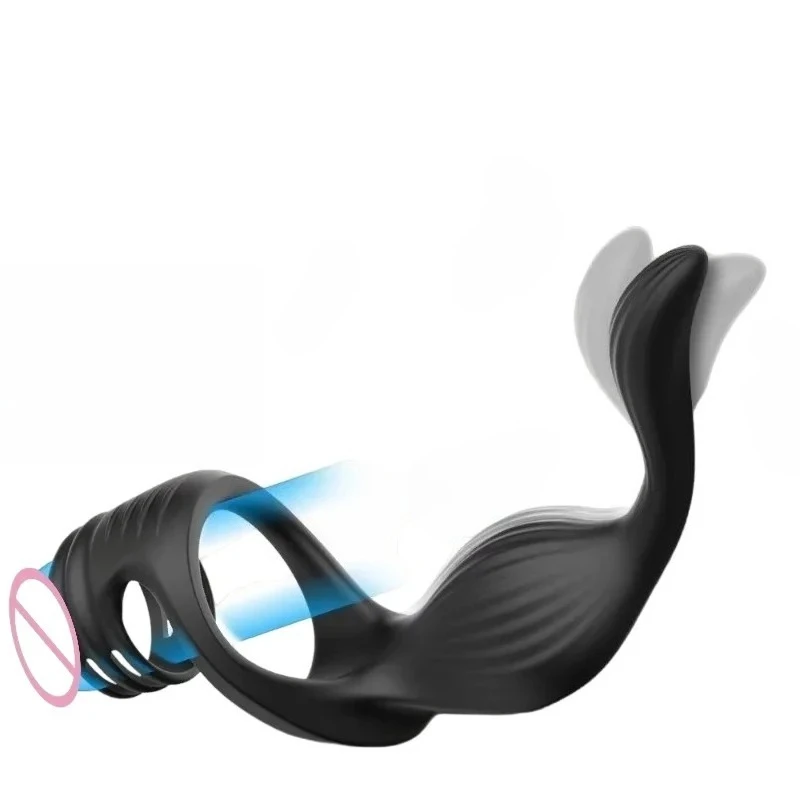 Dual Cock Rings Male Penis Ring Vibrator Delay Ejaculation Wireless Anal Testicle Stimulator Prostate Massager Sex Toys for Men