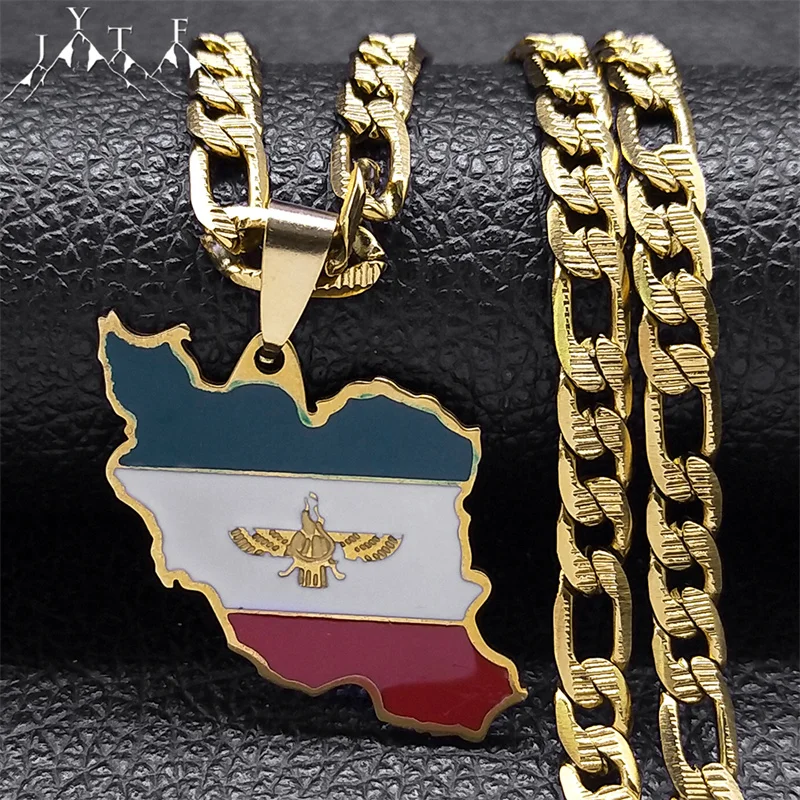 

Iran Map National Flag Pendant Iranian Necklace for Women Men Stainless Steel Gold Color Hip Hop Necklaces Jewelry Gift N3459S05
