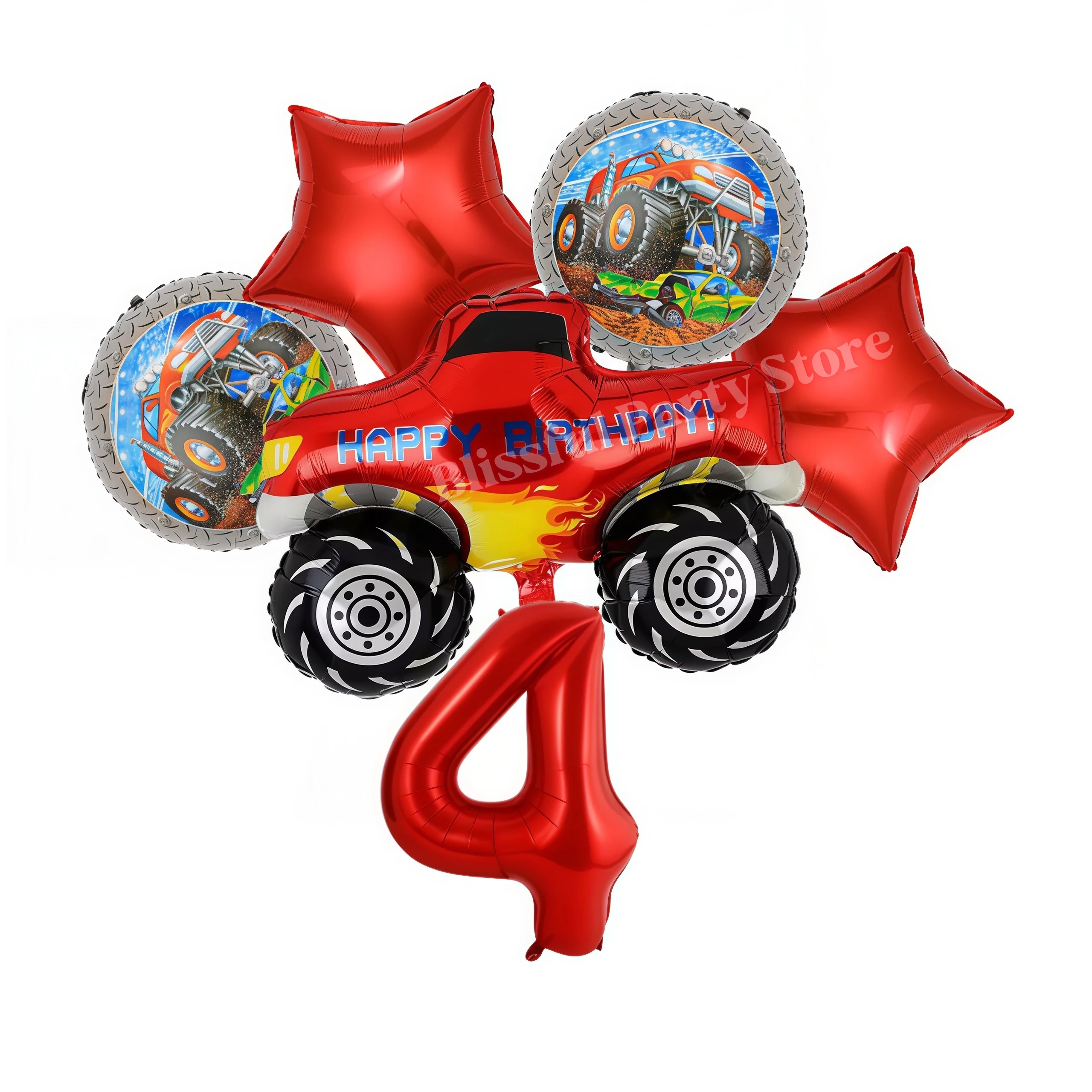 Monster Truck Party-Zubehör Jungen Rennwagen-Party-Dekorationen Teller Becher Luftballons Banner für Kinder Jungen 2. Geburtstag Party-Dekorationen – Detail 30