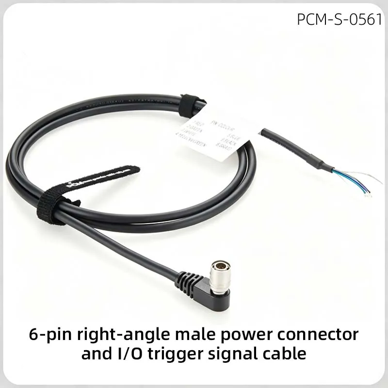 6-pin power and trigger signal right-angle connector for industrial camera control lines in automated inspection systems