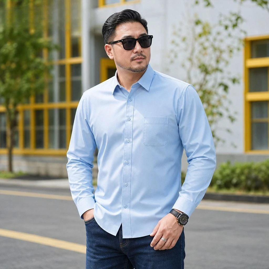 Men Anti Wrinkle White Dress Shirt Short Sleeve Business Casual Work Top
