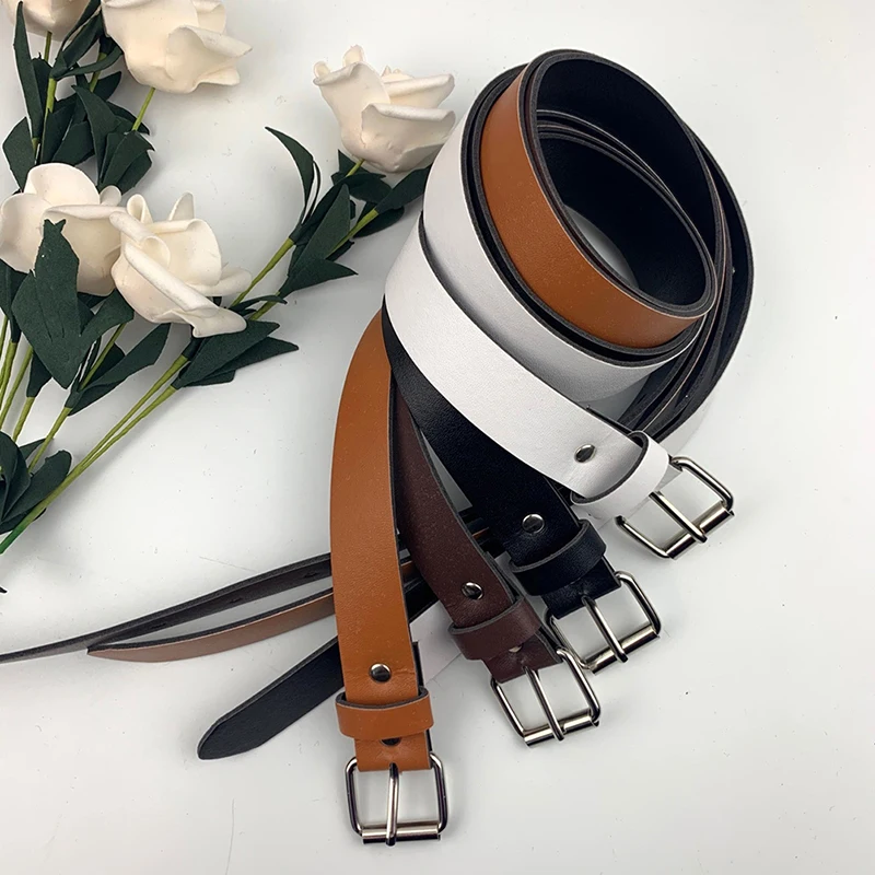 1Pc 100CM Leather Belt Fashion Waist Belts Metal Buckle Waistband Pants Decorative Belt Clothing Accesories