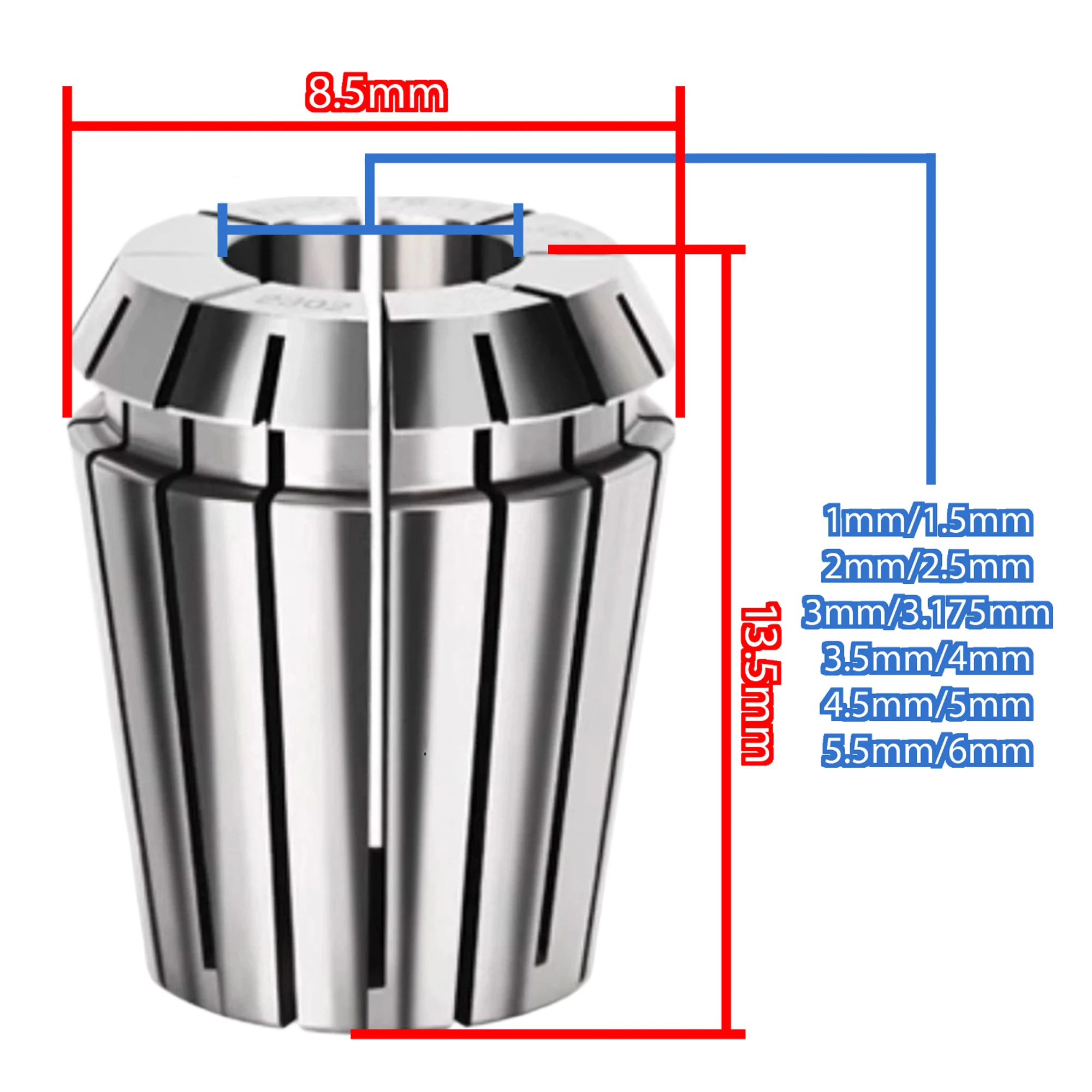 ER8 콜렛 척 AA 0.008mm ER8 콜렛 세트 1mm-6mm 3.175mm ER 콜렛 척 CNC 밀링 머신 선반 도구