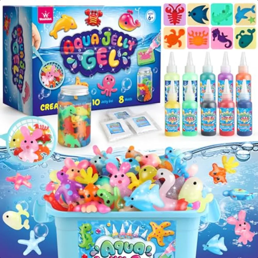 

Magic Gel Water Elf Toy Kit Aqua Fairy Water Gel Kit for with 10PCS Aqua Jelly Gels Animal Mold Gift for Christmas Easter Birth