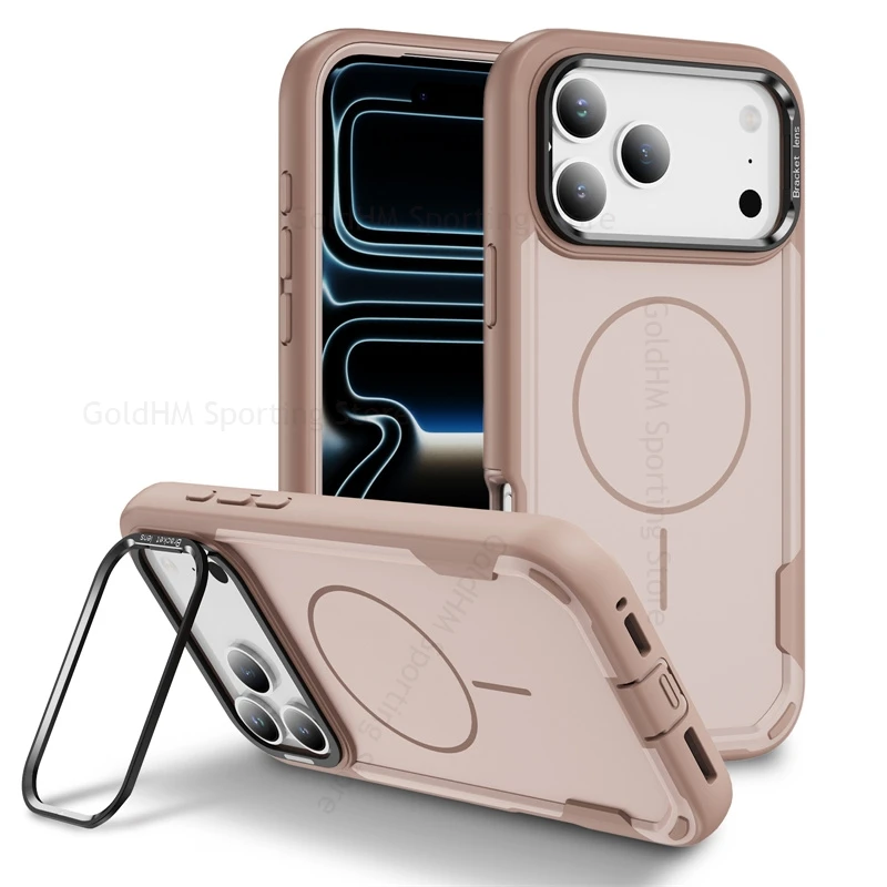 

Invisible Lens Bracket Soft Rubber Rugged Case For iPhone 17 Pro Max Magnetic Magsafing Heavy Duty Cover For Apple 16 15 14 Pro