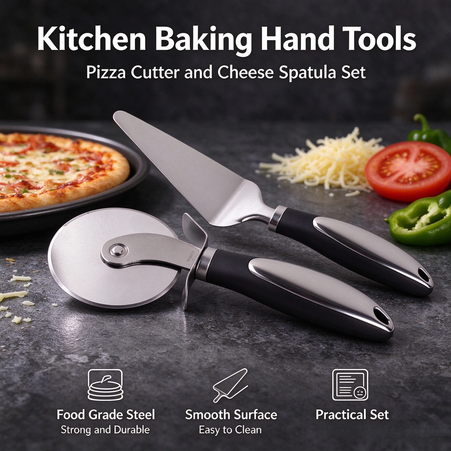 Kitchen Roller Baking - Cortador de pizza em aço inoxidável,