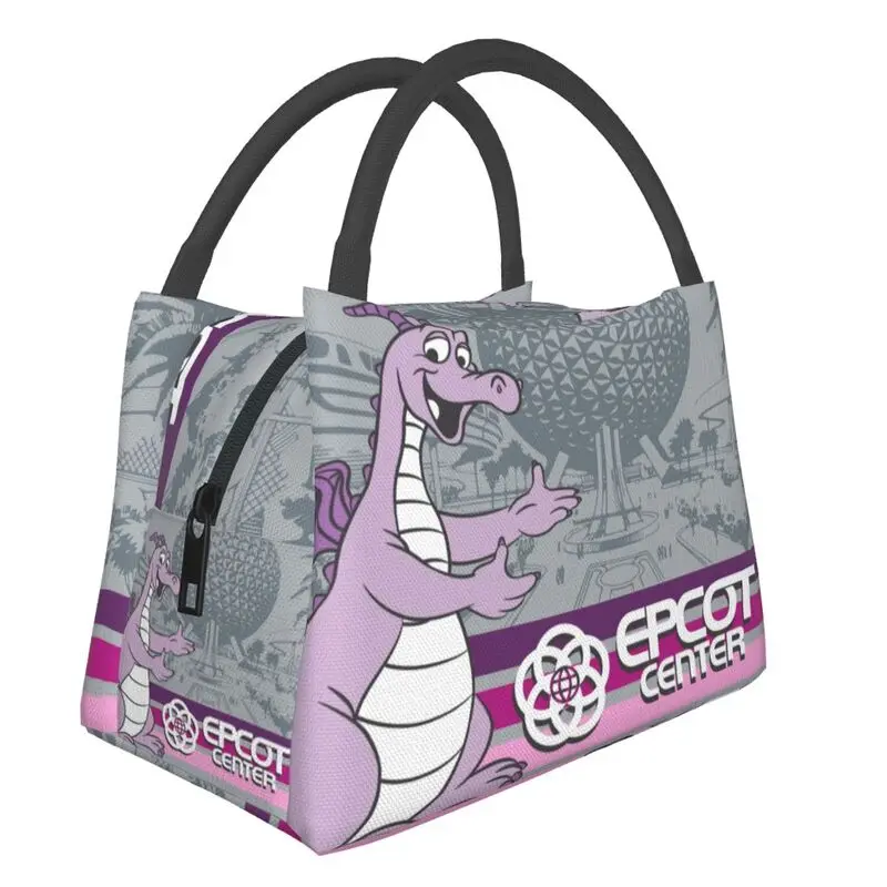 

Welcome To Epcot Center Insulated Lunch Bag Women Cartoon Purple Dragon Lunch Container for Work Travel Storage Meal Food Box