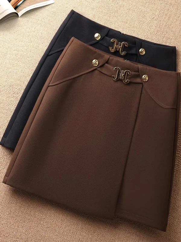 

Женская короткая юбка с высокой талией, осенне-зимняя новинка, асимметричная А-силуэтная юбка-трапеция, укороченная, утягивающая, маленького размера, шерстяная