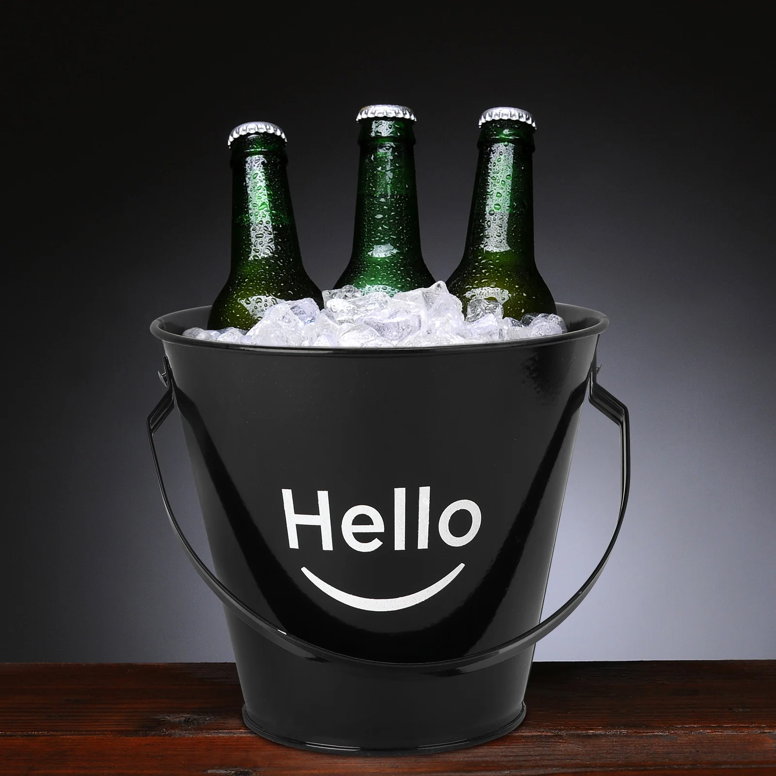 

1pc Ice Bucket Black Premium Iron Smooth Surface For French Fries Snacks Fried Chicken Food Storage Container Iron Bucket