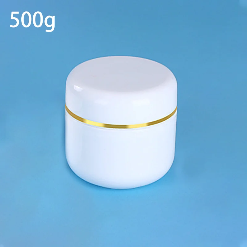 

10pcs/lot 500g White Gold Cream Jar Refillable Bottles Travel Face Cream Lotion Cosmetic Container Plastic Empty Makeup Bottle