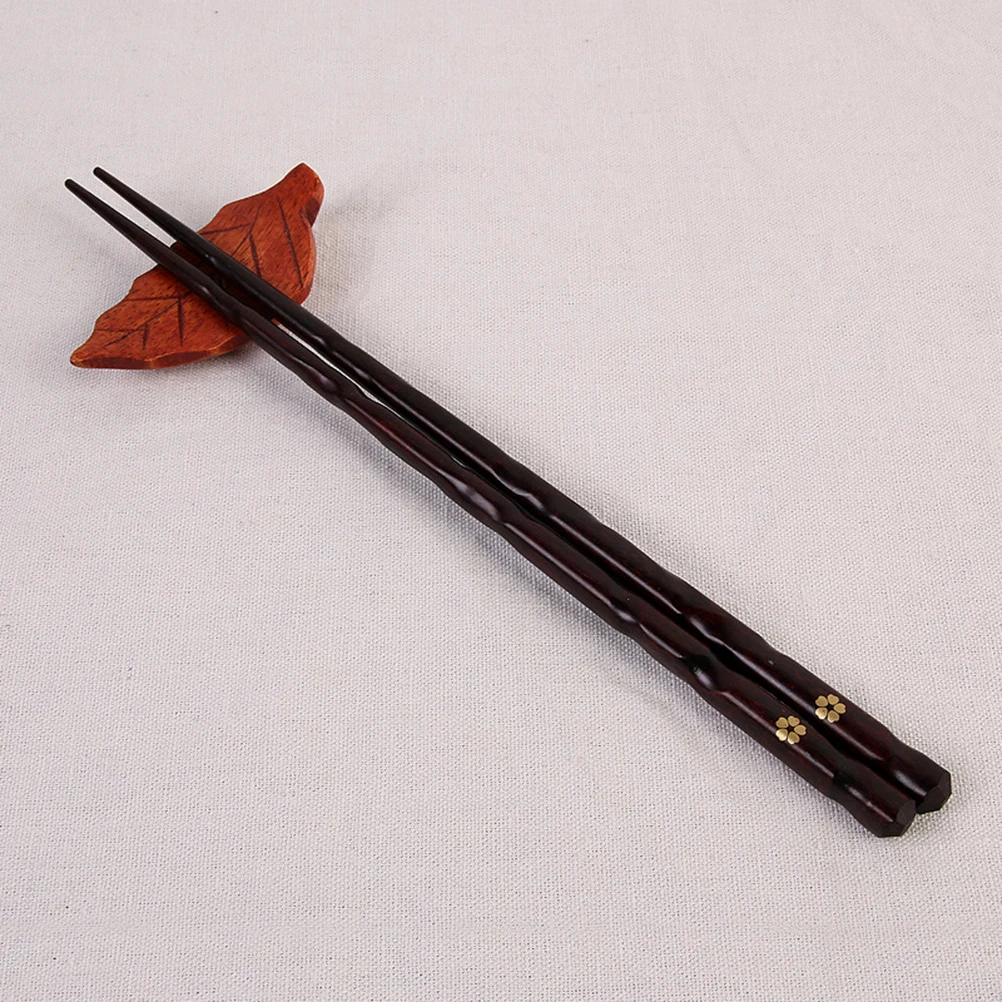 

5 Pairs Solid Wood Chopsticks Long Lightweight Comfortable Reusable Environment Friendly Cherry Blossom Pot Kitchen