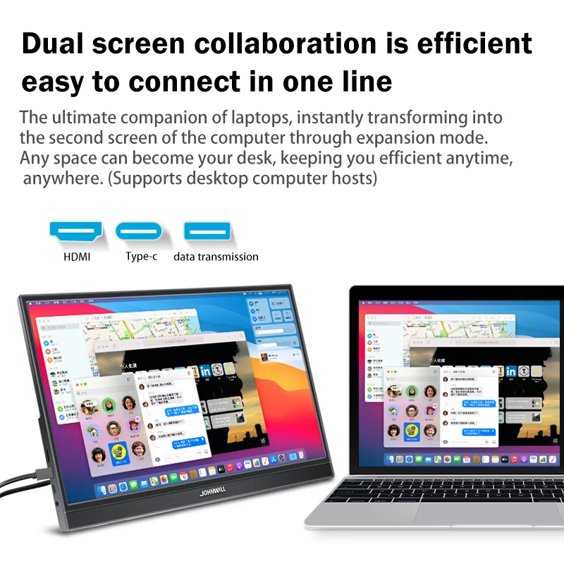 JOHNWILL-15.6インチポータブルモニター,1080p,hdr,16:9,xbox,低青色光,ps4,5,スイッチ,電話,pc,loptop拡張機能