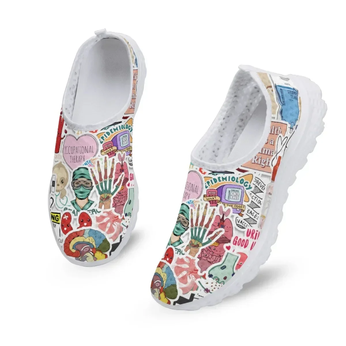 Women Nurse Shoes Lightweight Slip-on Flat Shoes Medical Instruments Design Ladies Mesh Sneakers Nurse Loafers view 4
