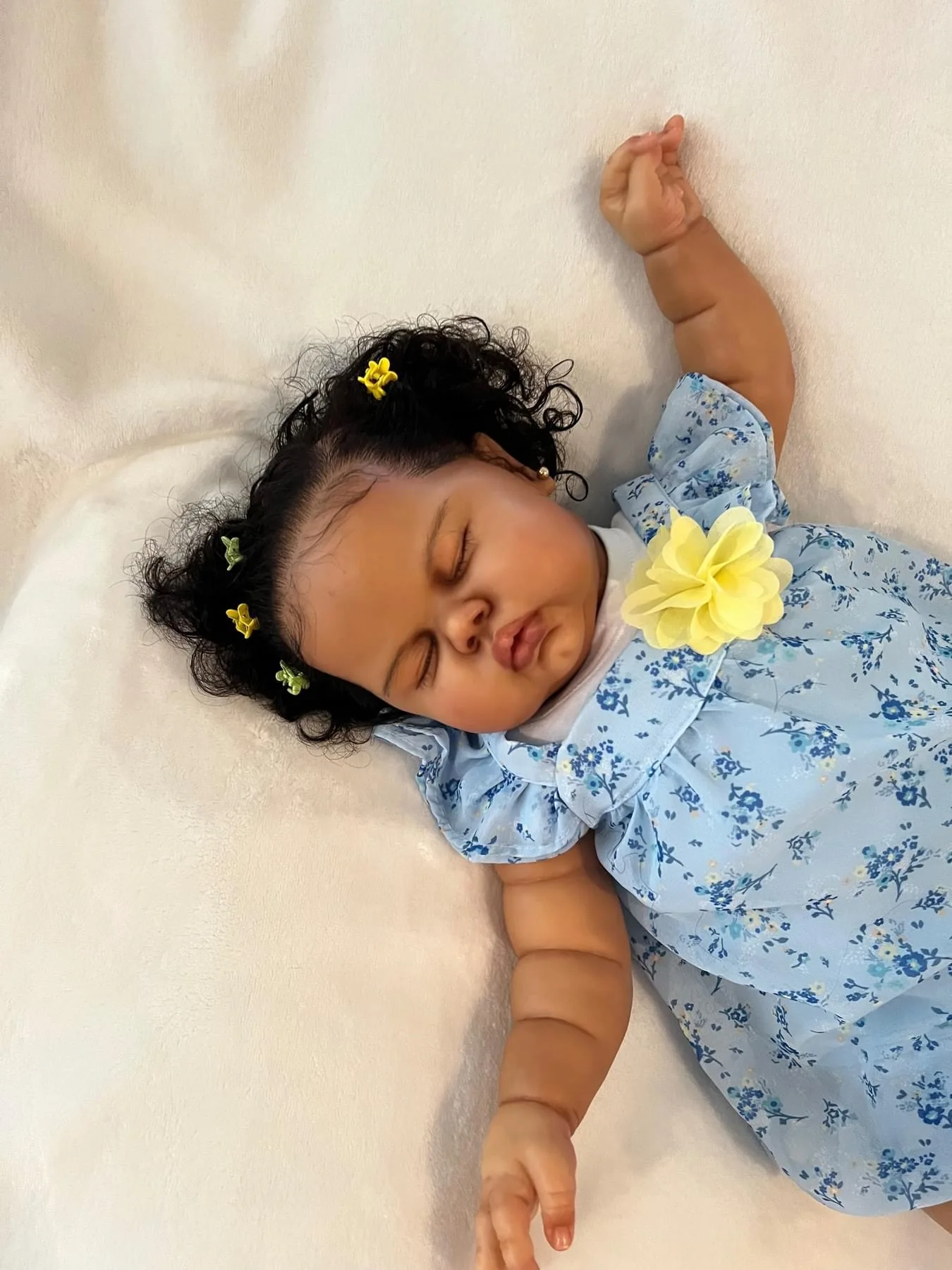 NPK 24Inch Pickle Dark Skin Sleeping in Soft Cloth Body Lifelike Reborn Toddler Hand rooted Hair Cuddly Baby Girl Doll Baby