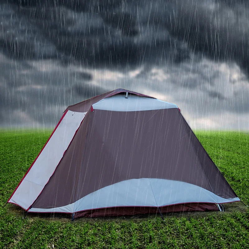 Automatic Double Layer Camping Tent, Waterproof and Windproof, Steel Pole, 4-6 Person, 250x250x190cm, New Arrival